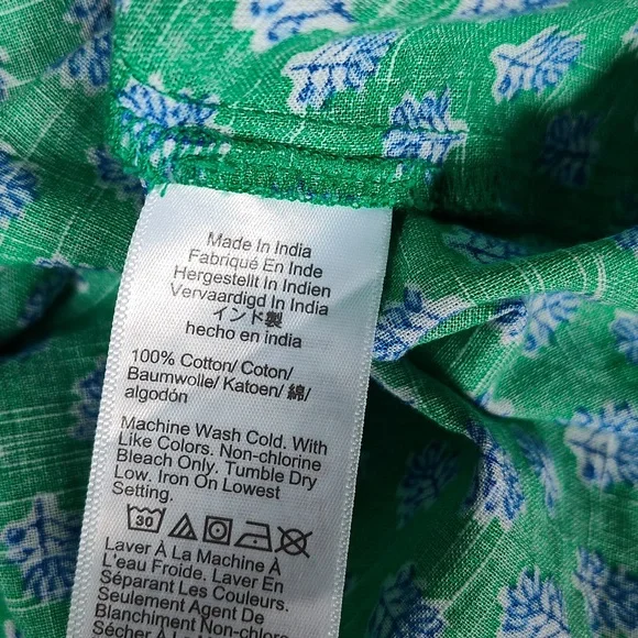 J. Crew Flutter Sleeve Top in Vintage Kelly White Floral Block Print L - Picture 8 of 9